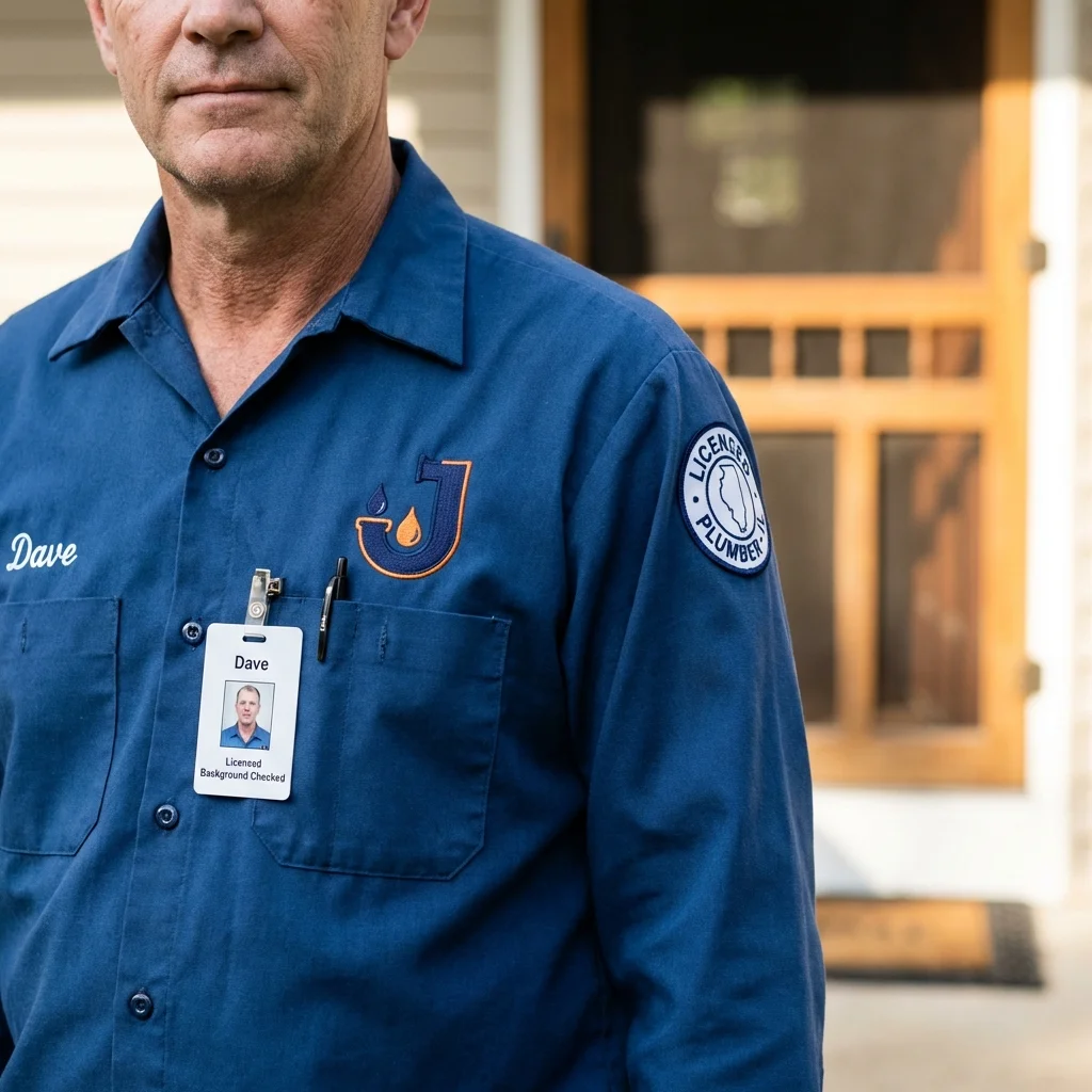 Licensed plumber showing ID badge in Avon, NY